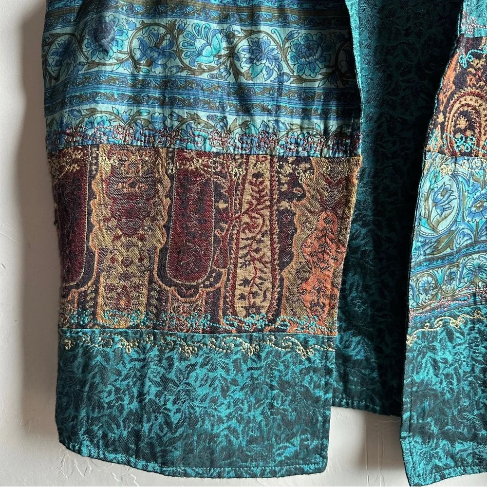 Vintage Coldwater Creek Tapestry Vest Bohemian Boho Artsy Chic Paisley Sz L Silk